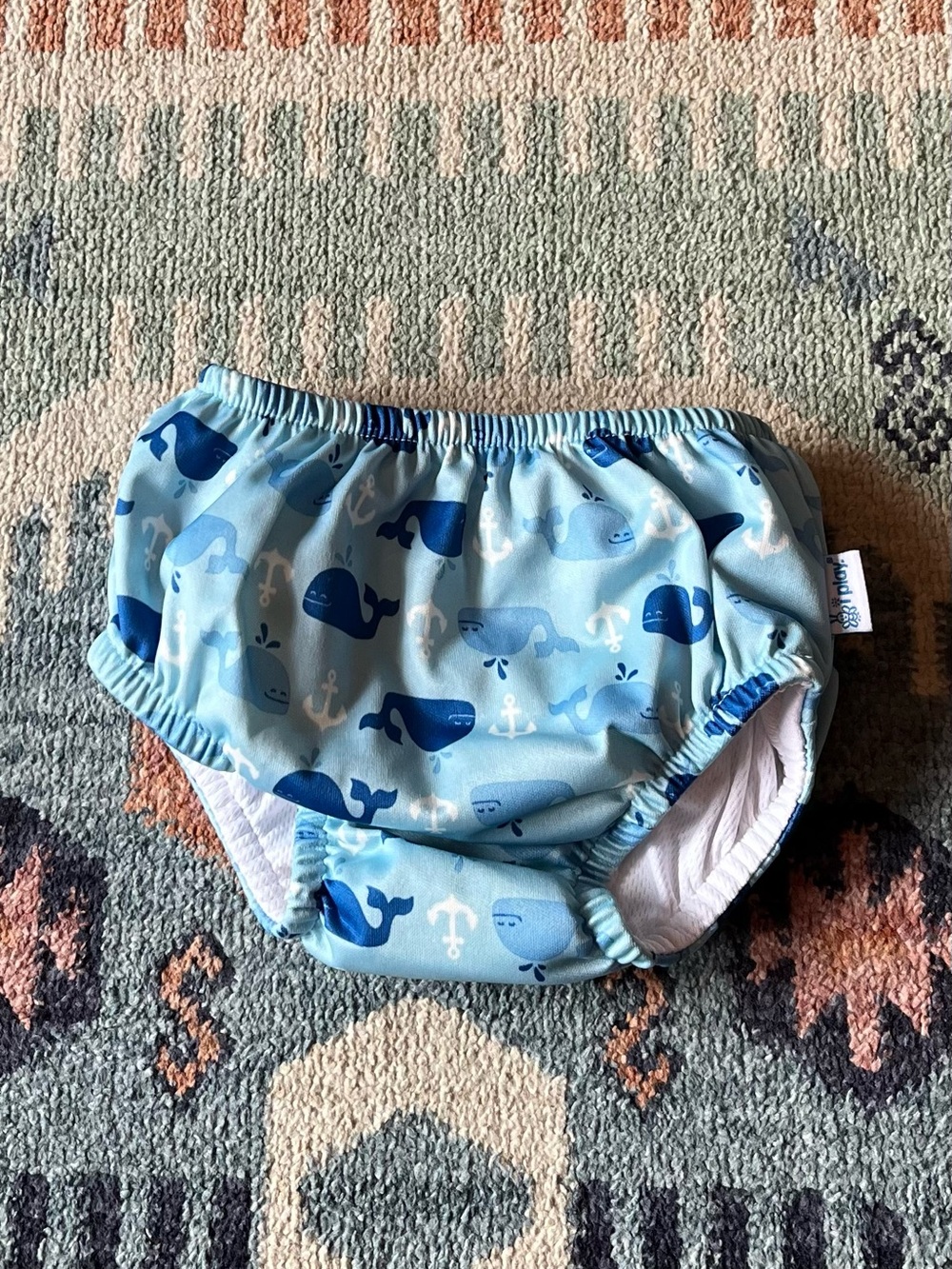 18mo iPlay Swim Diaper in Light Blue Whale Print